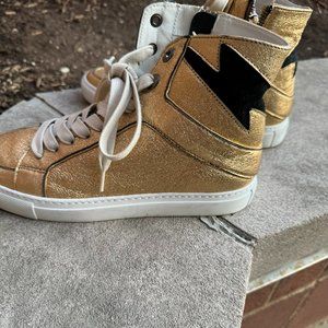 Zadig & Voltaire Flash Metallic Gold Top High sneakers 38 Rare